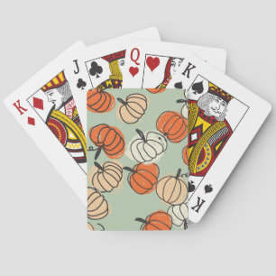 Pumpkins: Thanksgiving seamless pattern. Playing Cards