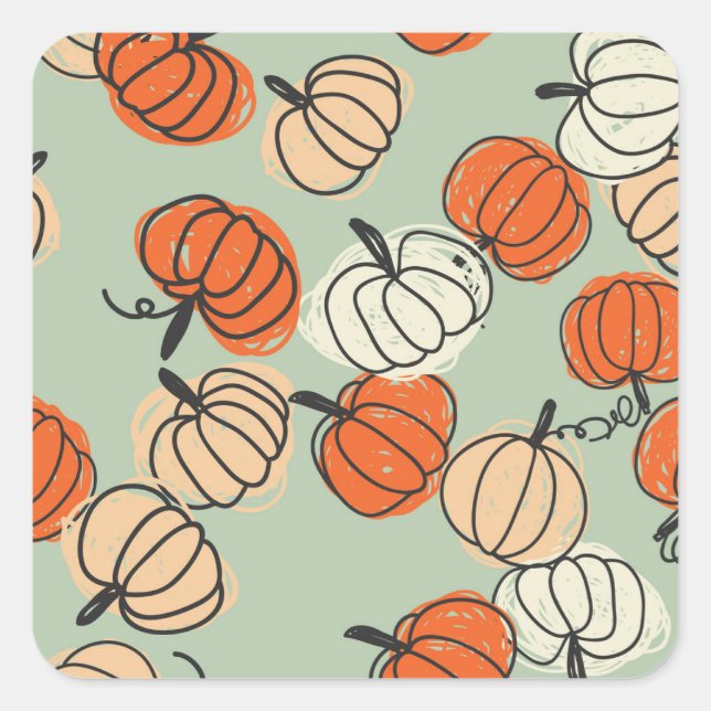 Pumpkins: Thanksgiving seamless pattern. Square Sticker (Front)