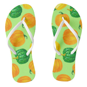 Pumpkins watercolor pattern 2 flip flops
