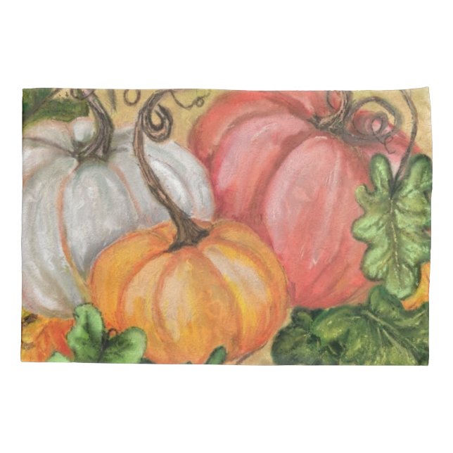 Pumpkins - Watercolor Pillowcase (Back)