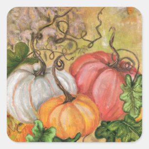 Pumpkins - Watercolor Square Sticker
