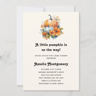 Pumpkins with Flowers and Foliage Baby Shower Invitation