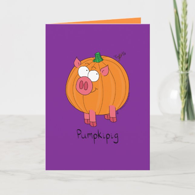 Pumpkipig - Funny Halloween Pig Greeting Card (Front)