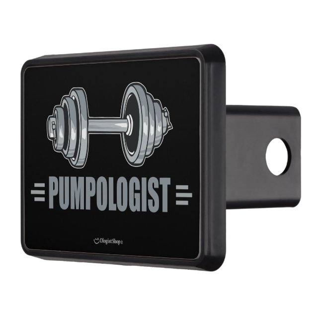 Pumpologist Pumping Iron Weightlifting Trailer Hitch Cover (Left)