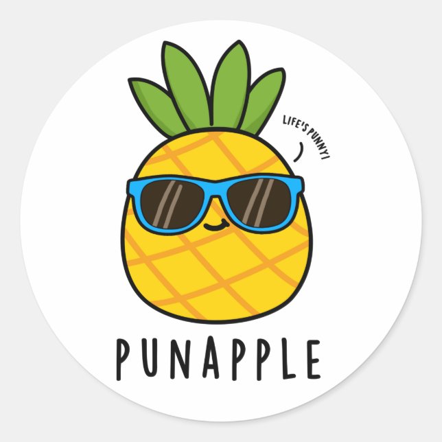 Pun-apple Cute Fruit Pineapple Pu Classic Round Sticker (Front)