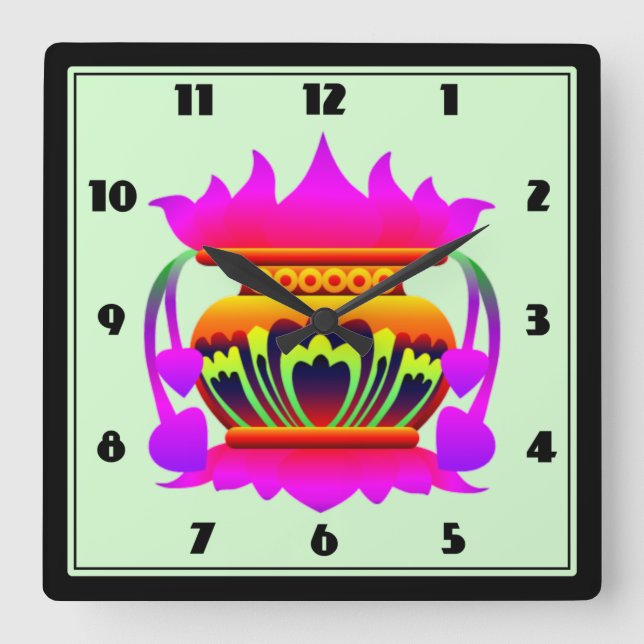 Pun kalasa Sri Lanka traditional pot of prosperity Square Wall Clock (Front)