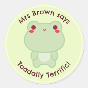 Pun Reward Stickers Frog Teacher Personalized