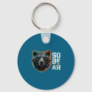 Pun Sober Bear SoBear Recovery Sobriety Laugh Keychain