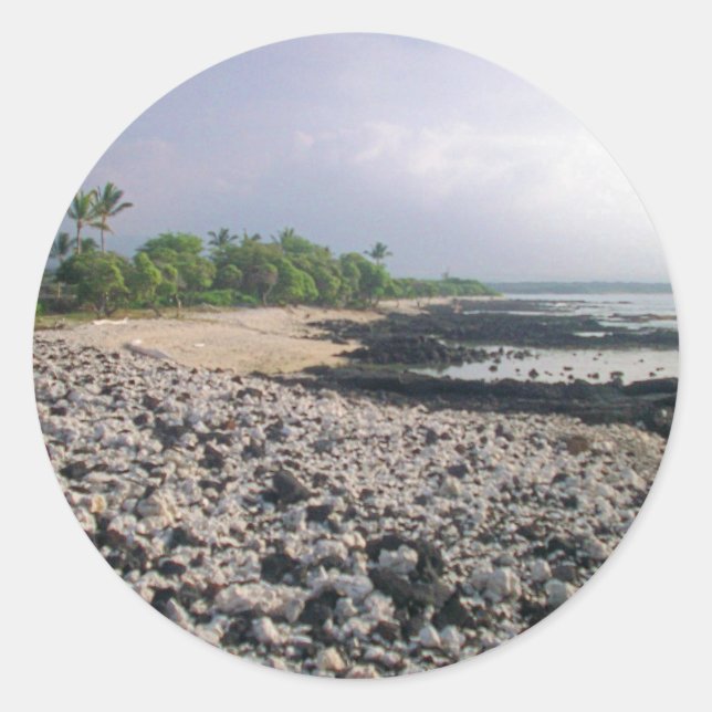 Punaluʻu Black Sand Beach Hawaii Big Island Classic Round Sticker (Front)