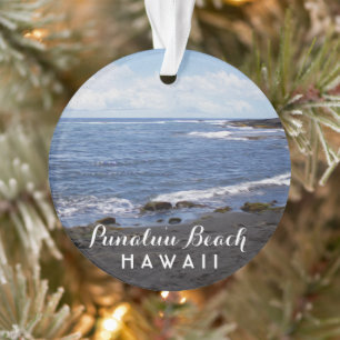 Punalu'u Beach Hawaii 2 Photo + Trip Year Ornament