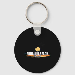 Punalu'u Beach Hawaii Retro Surfing Beach For Men Keychain