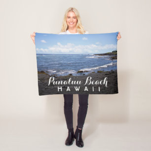 Punalu'u Black Sand Beach Hawaii Fleece Blanket