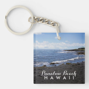 Punalu'u Black Sand Beach Hawaii Keychain