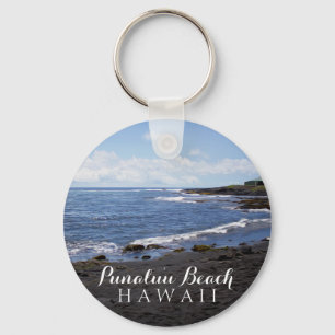 Punalu'u Black Sand Beach Hawaii Keychain