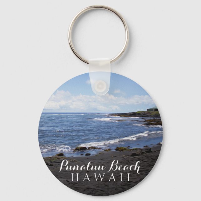 Punalu'u Black Sand Beach Hawaii Keychain (Front)