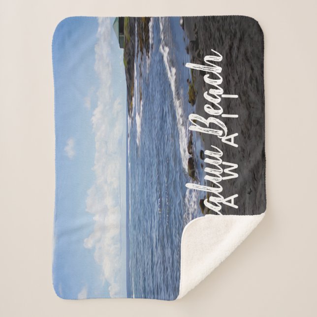 Punalu'u Black Sand Beach Hawaii Sherpa Blanket (Front)