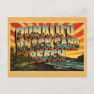 Punaluu Black Sand Beach Hawaii Volcanic Shore Art Postcard