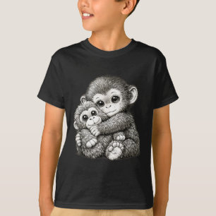 Punch a monkey with teddy bear cuddling meme T-Shirt