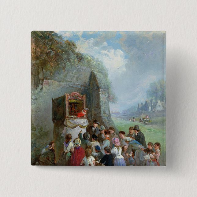 Punch and Judy 2 Inch Square Button (Front)