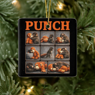 Punch Baby Monkey Ceramic Ornament