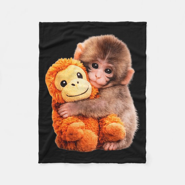 Punch baby monkey  fleece blanket (Front)