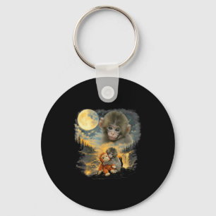 Punch baby monkey japanese macaque monkey lovers keychain