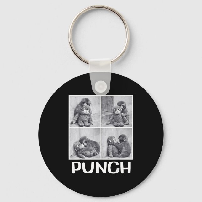 Punch baby monkey meme  keychain (Front)