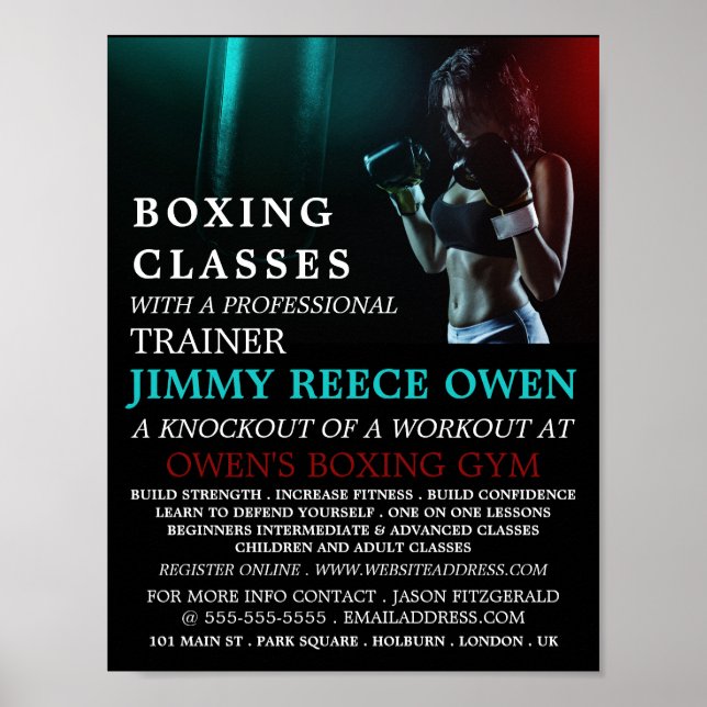 Punch Bag, Boxing Class Advert Poster (Front)
