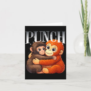 Punch cute hugging baby monkeys cartoon art card