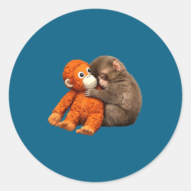 Punch cute monkey  classic round sticker (Front)