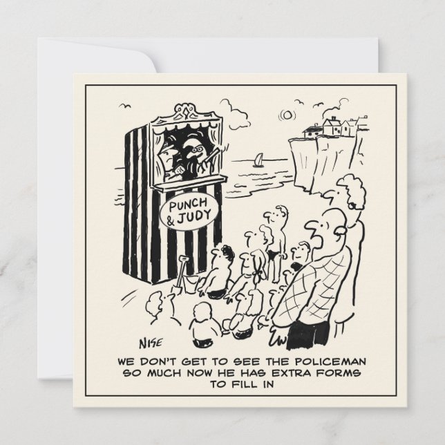 Punch & Judy Show on the Beach Cartoon Card (Front)