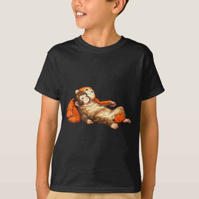 Punch monkey cute baby funny animal  T-Shirt (Front)