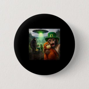Punch monkey selfie with bigfoot leprechaun ufo st 2 inch round button