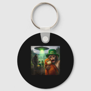 Punch monkey selfie with bigfoot leprechaun ufo st keychain