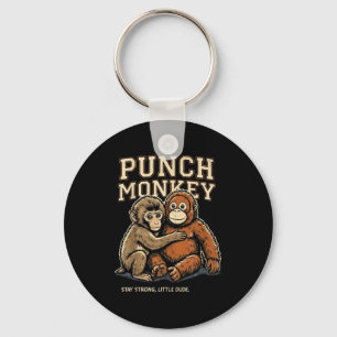 Punch monkey stay strong little dude keychain