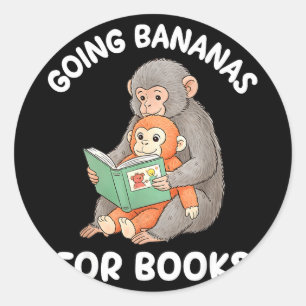 Punch monkey with book funny national reading classic round sticker