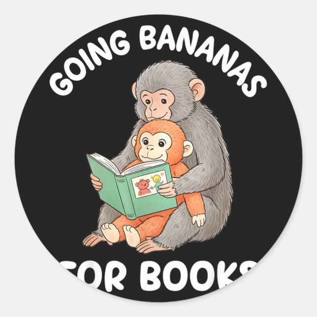 Punch monkey with book funny national reading classic round sticker (Front)