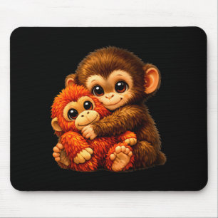 Punch monkey with teddy bear cuddling internet mem mouse pad