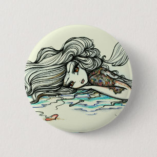 Punch of Colour Mermaid Map Tattoo Fairy Fantasy 2 Inch Round Button