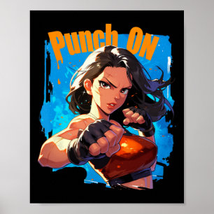 Punch On Strong Women Kickboxing Fighter Poster