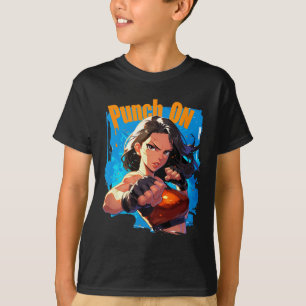 Punch On Strong Women Kickboxing Fighter  T-Shirt
