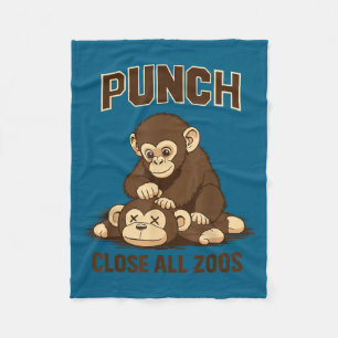 Punch the baby monkey japan funny meme fleece blanket