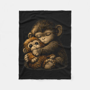 Punch the monkey cuddling stuffed animal internet fleece blanket