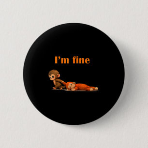 Punch the monkey cuddling stuffed animal meme 2 inch round button
