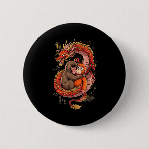 Punch the monkey cuddling stuffed animal meme 2 inch round button
