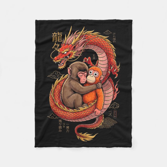 Punch The Monkey Cuddling Stuffed Animal Meme Fleece Blanket (Front)