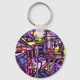 Punchbowl-Bold Colourful Hand Painted Abstract Art Keychain