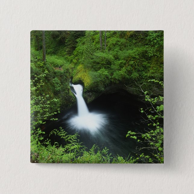 Punchbowl Falls on Eagle Creek, Columbia River 2 Inch Square Button (Front)