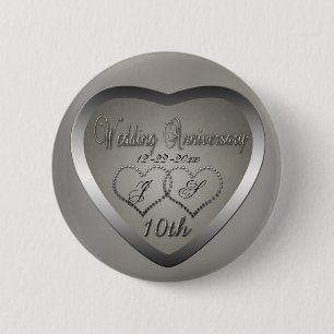 Punched Tin 10 Year Anniversary 2 Inch Round Button