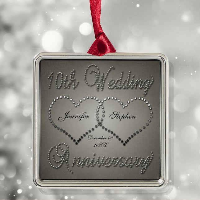 Punched Tin Look 10 Year Anniversary  Metal Ornament (Creator Uploaded)